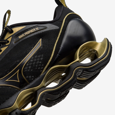 Pre-owned Mizuno Men's Running Shoes Wave Prophecy 11 Black X Gold J1gc2200 58 2022aw