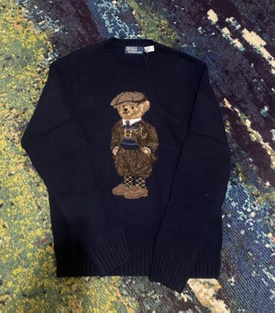 Pre-owned Polo Ralph Lauren Polo Bear Navy Sweater Argyle Bear Multiple  Sizes In Blue | ModeSens