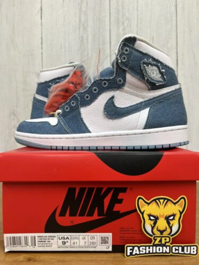 Pre-owned Jordan Nike Air  1 High Og Denim Women Size Dm9036-104 In Hands Ships Now In Multicolor