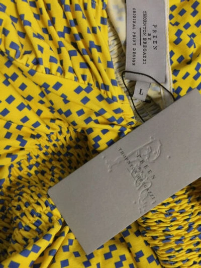 Pre-owned Thornton Bregazzi $805 Preen By  Women's Yellow Ruched Alice Dress Size L