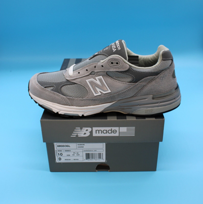 Pre-owned New Balance Size 10 - Balance 993 Grey White Silver Made In Usa Low Top Sneakers Mr993gl