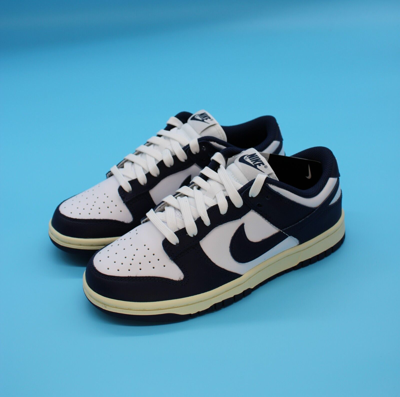 Pre-owned Nike Size 6.5w -  Dunk Low Vintage Navy White Low Top Sneakers 2022 Dd1503-115