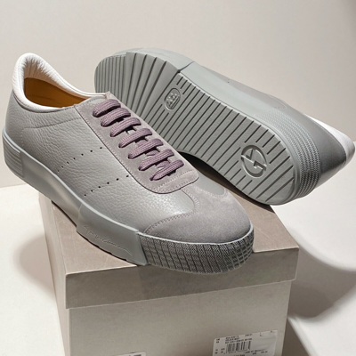 Pre-owned Armani Collezioni Armani Leather Sneakers 12.5 45.5 Men's Grey Casual Oxford Fashion Dress Shoes In Gray
