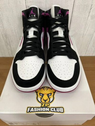 Pre-owned Jordan Nike  1 Mid White Black Magenta Women Size Bq6472-005