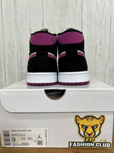 Pre-owned Jordan Nike  1 Mid White Black Magenta Women Size Bq6472-005