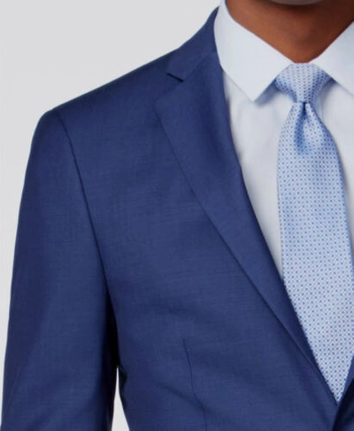 Pre-owned Calvin Klein $641  Mens Blue Infinite Stretch Solid 2-piece Suit Jacket Pants 38r
