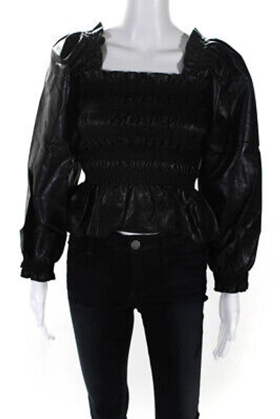 Pre-owned Philosophy Di Lorenzo Serafini Womens Faux Leather Blouse - Black Size 38