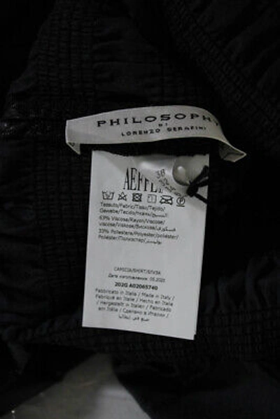 Pre-owned Philosophy Di Lorenzo Serafini Womens Faux Leather Blouse - Black Size 38