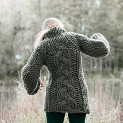 Pre-owned Panapufa Organic Chunky Knit Sweater Short Jumper Cardigan 100% Bio Merino Wool Us In Sand