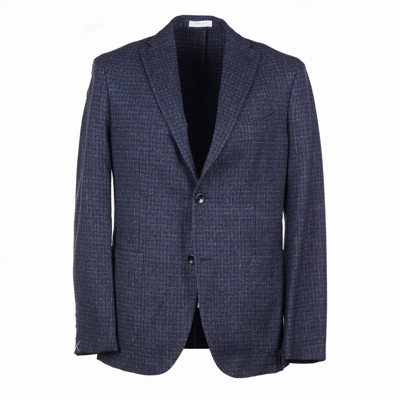 Pre-owned Boglioli Deep Blue Woven Check Wool-silk 'k Jacket' Sport Coat 38r (eu 48)