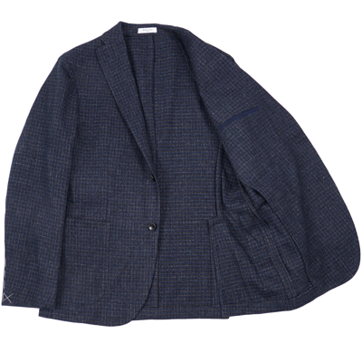 Pre-owned Boglioli Deep Blue Woven Check Wool-silk 'k Jacket' Sport Coat 38r (eu 48)