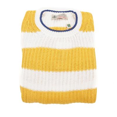 Pre-owned Luigi Borrelli Borrelli Napoli Oversized Striped Knit Cotton Sweater M (fits L/xl) In Yellow