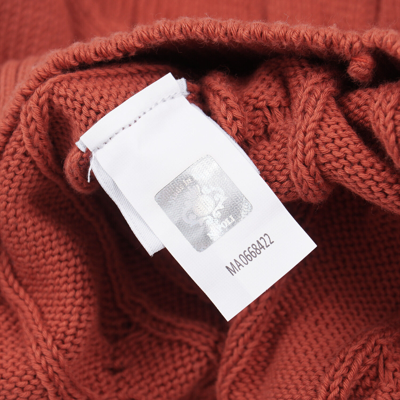 Pre-owned Luigi Borrelli Borrelli Napoli Terra Cotta Red Cable Knit Tipped Cotton Sweater M (eu 50)