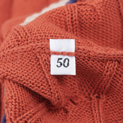 Pre-owned Luigi Borrelli Borrelli Napoli Terra Cotta Red Cable Knit Tipped Cotton Sweater M (eu 50)