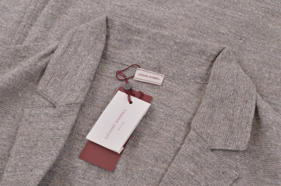 Pre-owned Luciano Barbera Sport Coat Sweater Size 44 Us Xl Brown Cream Alpaca Linen