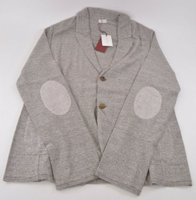 Pre-owned Luciano Barbera Sport Coat Sweater Size 44 Us Xl Brown Cream Alpaca Linen