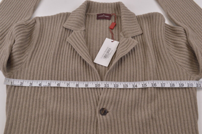 Pre-owned Luciano Barbera Sweater Jacket Cardigan Size 40 M Light Brown/tan Wool
