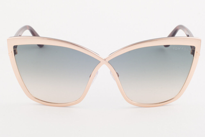 Pre-owned Tom Ford Sandrine 715 28p Gold / Green Gradient Sunglasses Tf715-28p 68mm