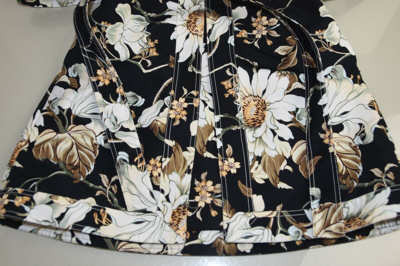 Pre-owned Oscar De La Renta $2990  Short Sleeve A Line Mini Dress Flowers Black 2 4 .