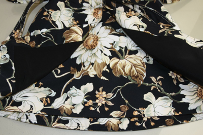 Pre-owned Oscar De La Renta $2990  Short Sleeve A Line Mini Dress Flowers Black 2 4 .