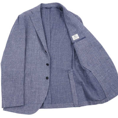 Pre-owned Luigi Borrelli Woven Slate Blue And White Melange Sport Coat 40r (eu 50)