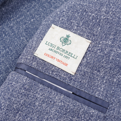 Pre-owned Luigi Borrelli Woven Slate Blue And White Melange Sport Coat 40r (eu 50)