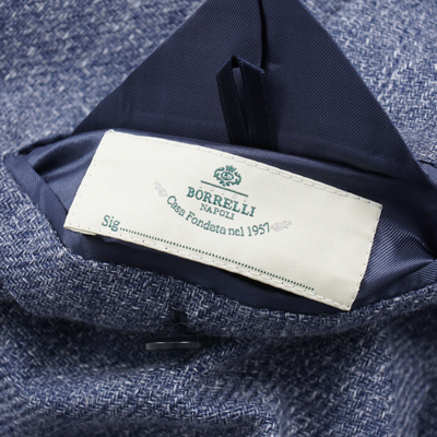 Pre-owned Luigi Borrelli Woven Slate Blue And White Melange Sport Coat 40r (eu 50)