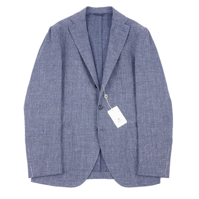Pre-owned Luigi Borrelli Woven Slate Blue And White Melange Sport Coat 40r (eu 50)
