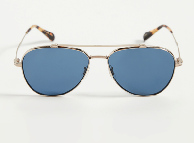Pre-owned Oliver Peoples Rikson 56mm Unisex Aviator Sunglasses Antique Gold/blue Msrp$566 In Green