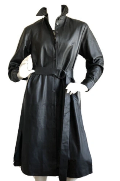 Pre-owned Jason Wu Lamb Skin Genuine Leather Coat Retail $1,195.00 In Black