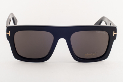 Pre-owned Tom Ford Fausto 711 01a Shiny Black / Gray Sunglasses Tf711 01a 53mm