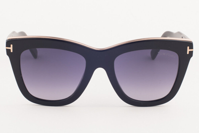 Pre-owned Tom Ford Julie 685 01c Shiny Black / Gray Gradient Sunglasses Tf685 01c 52mm