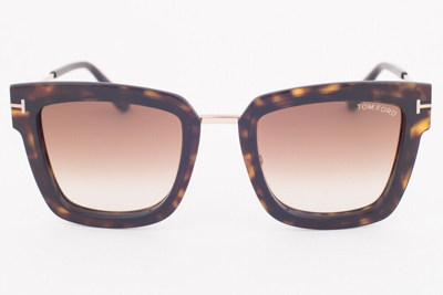 Pre-owned Tom Ford Lara Dark Havana / Brown Gradient Sunglasses Tf573 52f Lara-02
