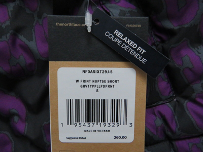 Pre-owned The North Face Womens  Printed Nuptse Short Crop 700-down Jacket - Purple Leopard