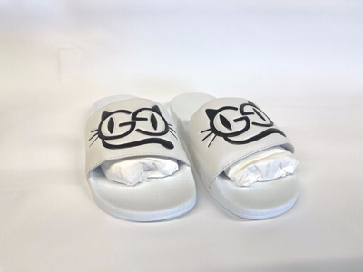 Pre-owned Gucci Womens  Pursuit Logo Slide Sandal In Great White