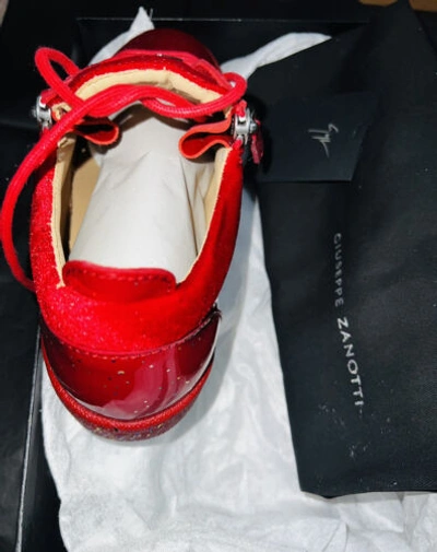 GIUSEPPE ZANOTTI Pre-owned ⭐️  Bertens Double Zip Leather Iridescent Red Glitter Sneakers⭐️