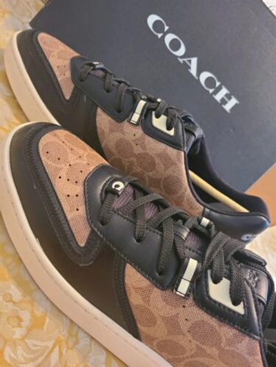 Pre-owned Coach $285  Men's Low Top Sneaker Signature Canvas 12 D Limited Edition In Multicolor