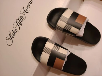 Pre-owned Burberry $550  Men Sandals / Slides ? Authentic Sz. 10 Limited Edition In Multicolor