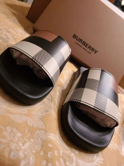 Pre-owned Burberry $550  Men Sandals / Slides ? Authentic Sz. 10 Limited Edition In Multicolor