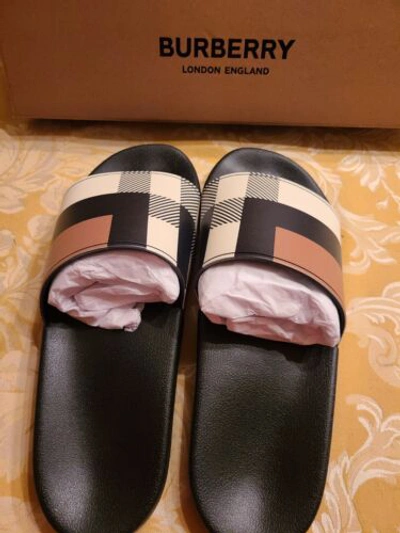 Pre-owned Burberry $550  Men Sandals / Slides ? Authentic Sz. 10 Limited Edition In Multicolor