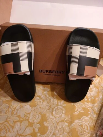 Pre-owned Burberry $550  Men Sandals / Slides ? Authentic Sz. 10 Limited Edition In Multicolor