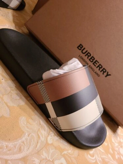 Pre-owned Burberry $550  Men Sandals / Slides ? Authentic Sz. 10 Limited Edition In Multicolor