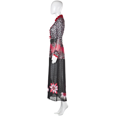 Pre-owned Amira Di Transilvania Women Clothing Summer Dress Haute Couture Black Fashion Red Country Flowers Bead