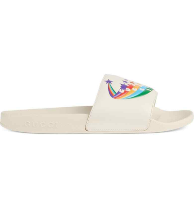 Pre-owned Gucci Rainbow Pursuit Slide Sandal Shooting Star Design Mystic White