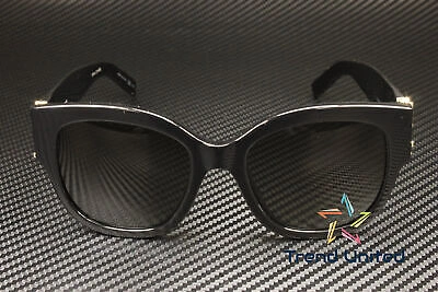 Pre-owned Saint Laurent Sl M95_f 001 Cat Eye Black Gold Grey 56 Mm Women's Sunglasses In Gray