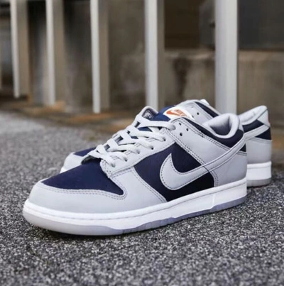 Pre-owned Nike Dunk Low College Navy Size 9 100% Authentic. In Navy/grey