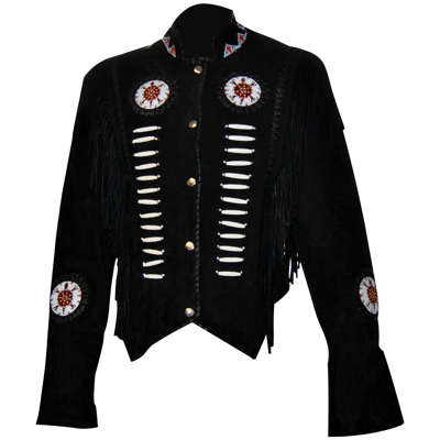 Pre-owned Handmade Traditional Women Native American Black Suede ...