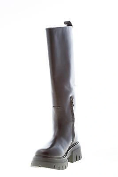 Pre-owned Ash Women Shoes Black Leather Lucky Knee Boot With Half-leg Zip 135534-001