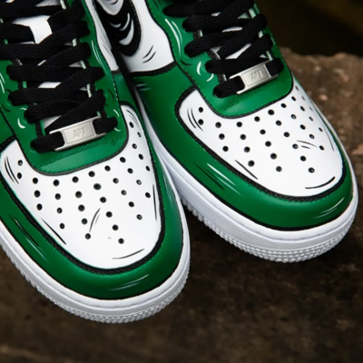 Pre-owned Nike Air Force 1 Custom Low Cartoon Green Shoes White Black Outline Mens Womens