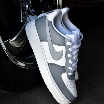 Pre-owned Nike Air Force 1 Custom Low Two Tone Light Dark Gray Shoes Men Women Kids Sizes